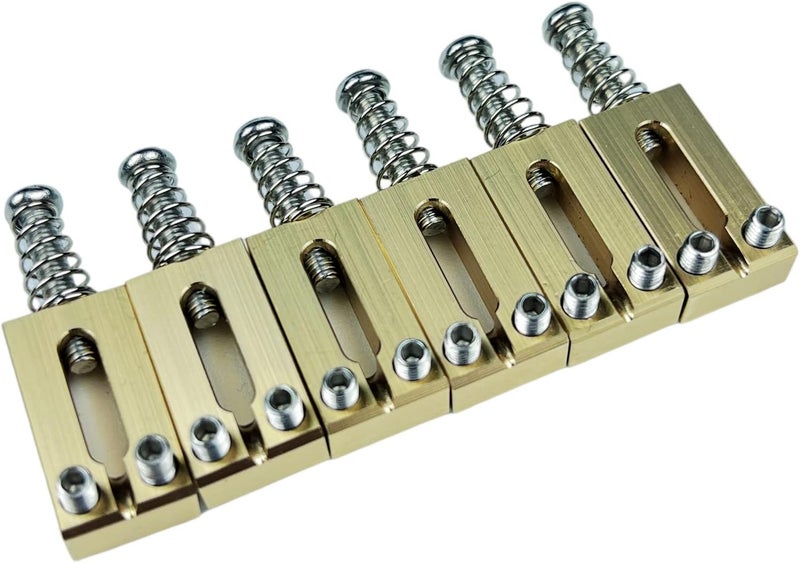 Kaynes 6PCS 10.5mm Guitar Bridge Saddles – Brass Tremolo Bridges Saddle for Fender Telecaster Tele TL Stratocaster Strat ST Style Electric Guitar Replacement (10.5MM) - Image 1